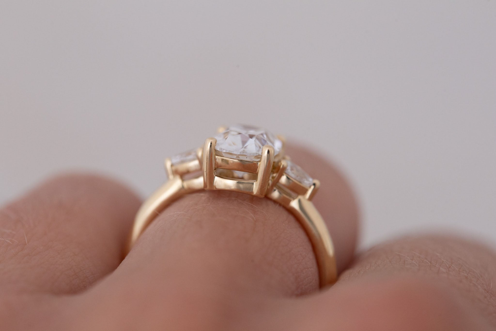 Iris Ring | Lab Diamond + Pear Diamond Accent Engagement Ring 2 ct | 14k Recycled Gold | One of a Kind