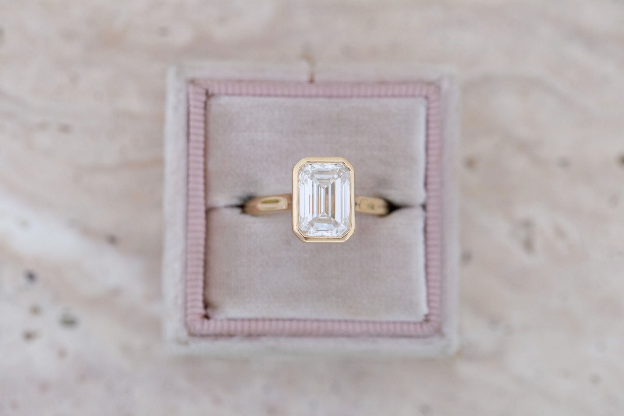 Avens Ring | Lab Emerald Cut Diamond Solitaire Engagement Ring 3.09 ct | 14k Recycled Gold | One of a Kind