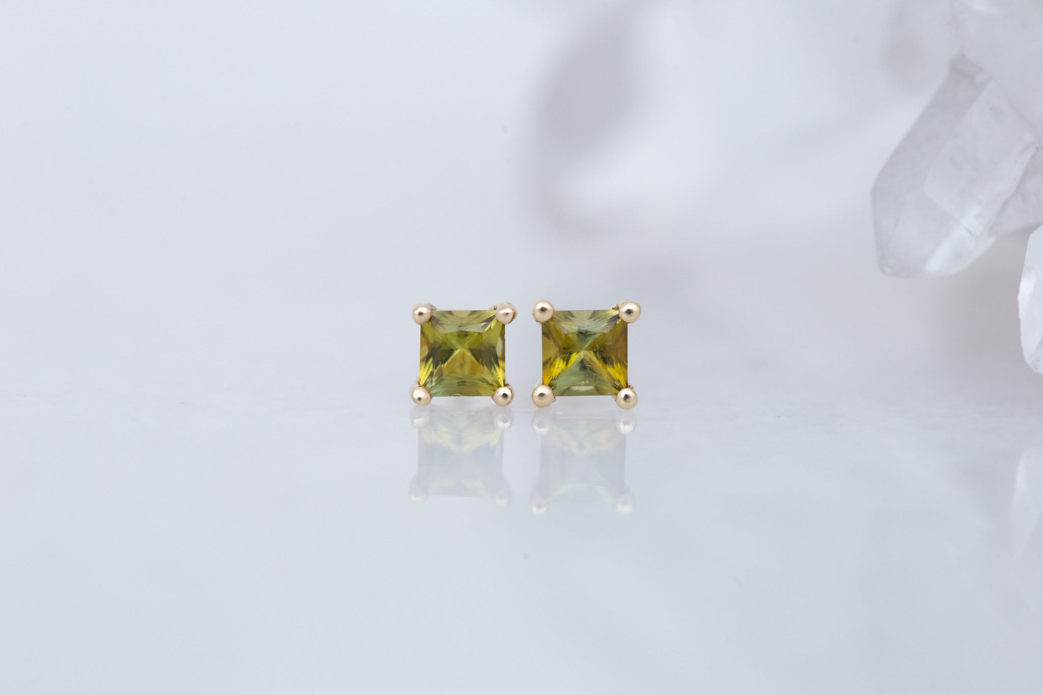 Princess Cut Tourmaline Earrings | 14k Recycled Gold
