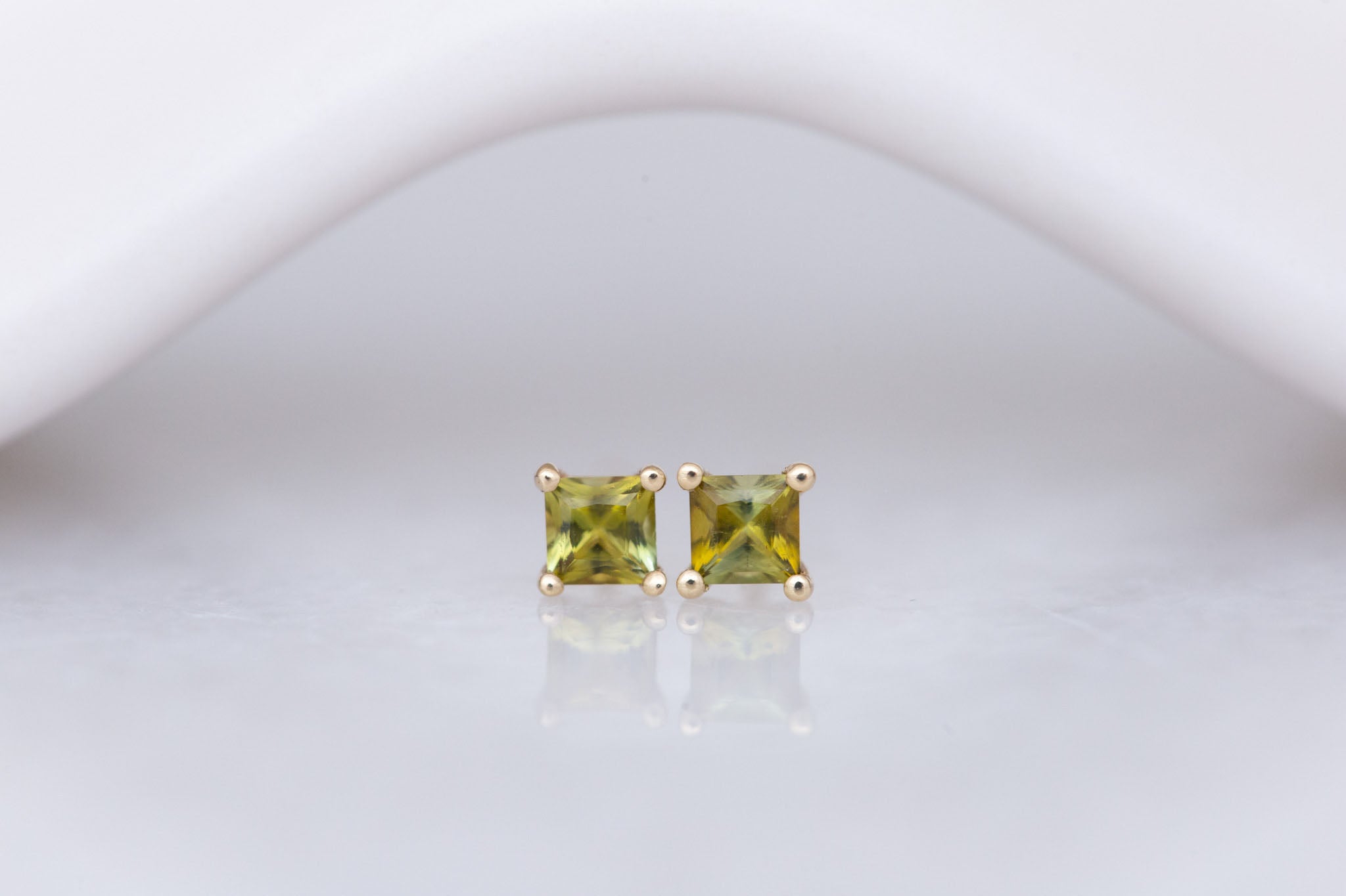 Princess Cut Tourmaline Earrings | 14k Recycled Gold