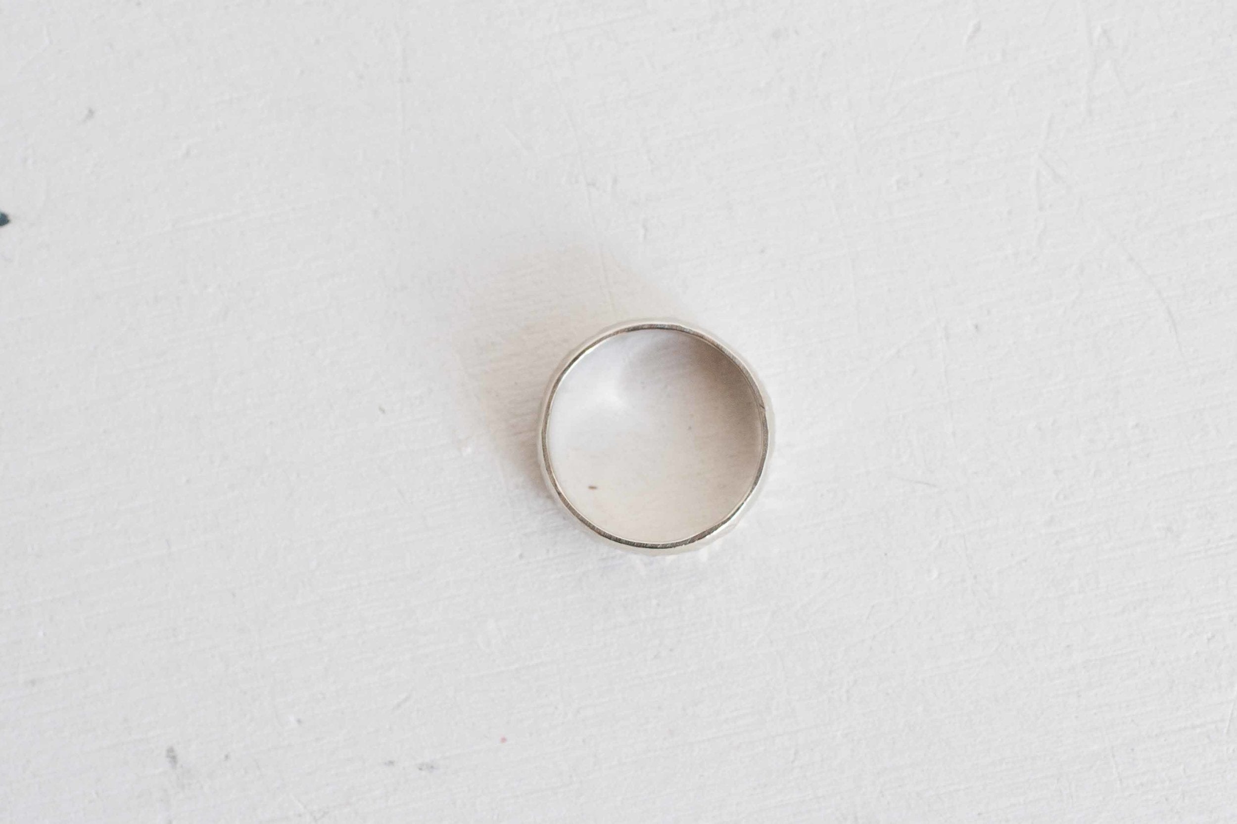 5 x 1.5 mm Organic Texture Half Round Band | 14k Recycled White Gold