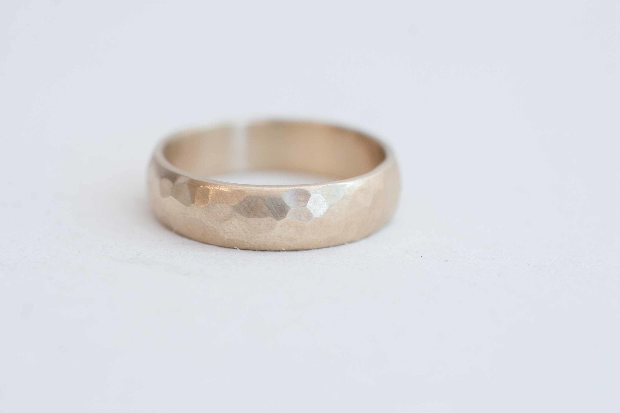 5 x 1.5 mm Hammered Texture Half Round Band | 14k Recycled Yellow Gold