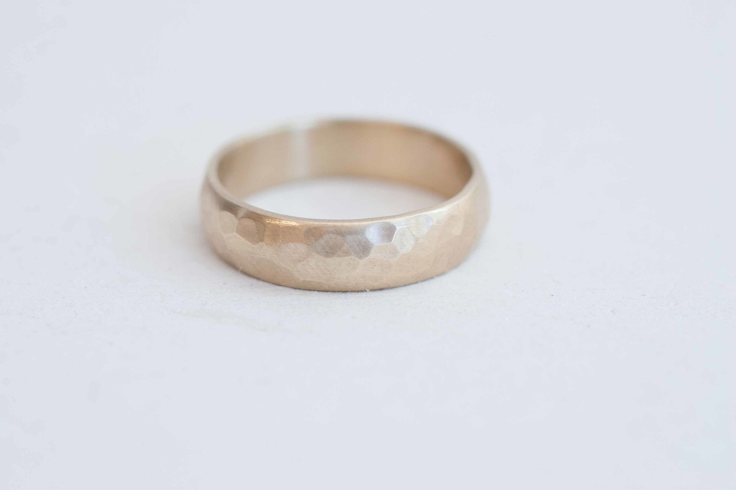 5 x 1.5 mm Hammered Texture Half Round Band | 14k Recycled Yellow Gold