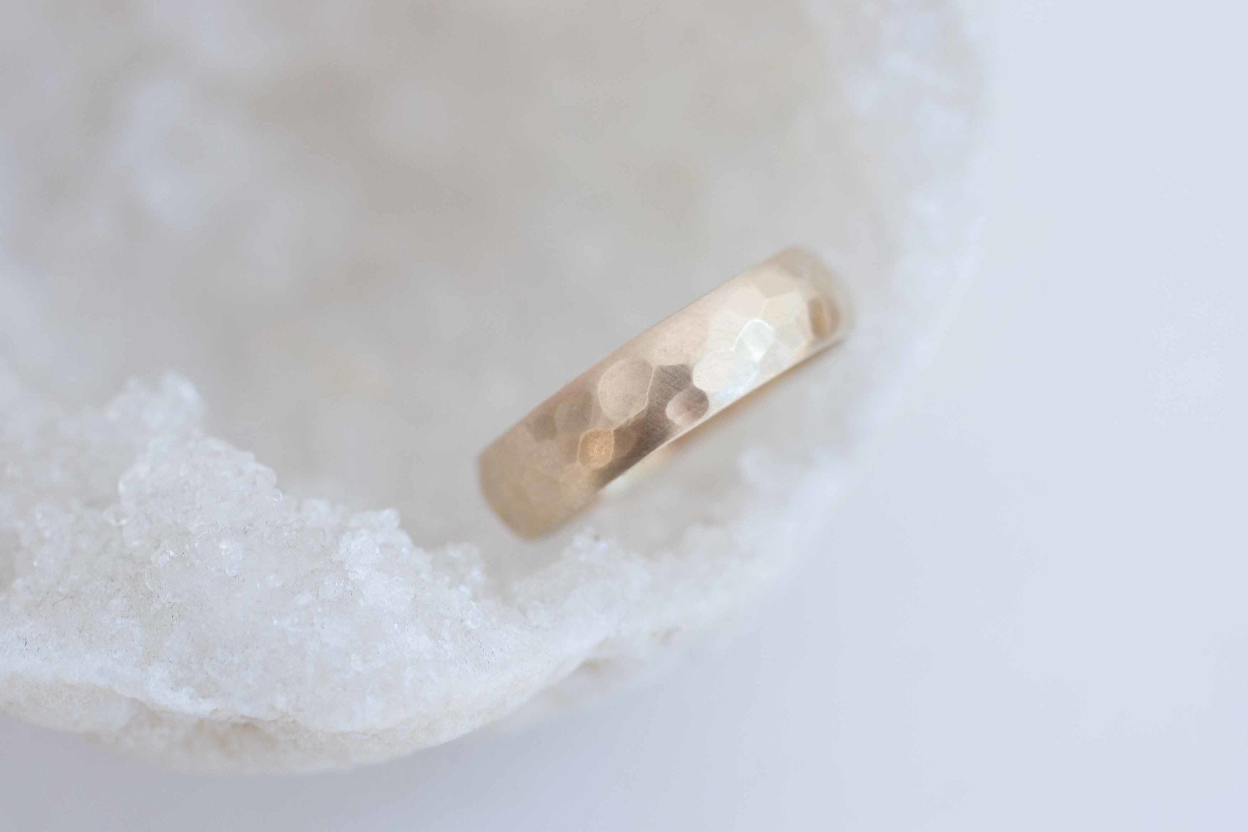 5 x 1.5 mm Hammered Texture Half Round Band | 14k Recycled Yellow Gold