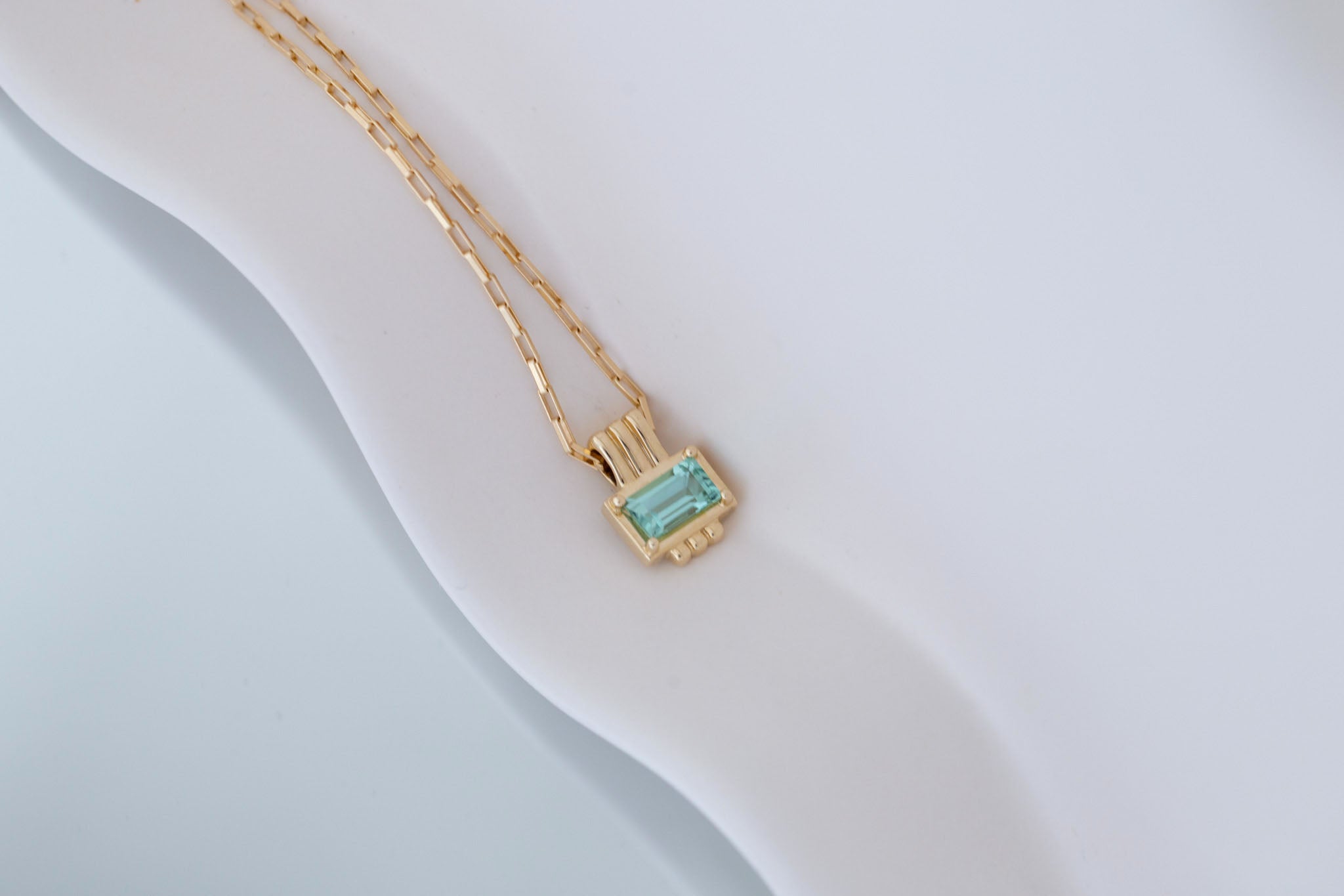 Alto Pendant | Aqua-Blue Tourmaline 0.81 ct | 14k Yellow Gold | One of a Kind