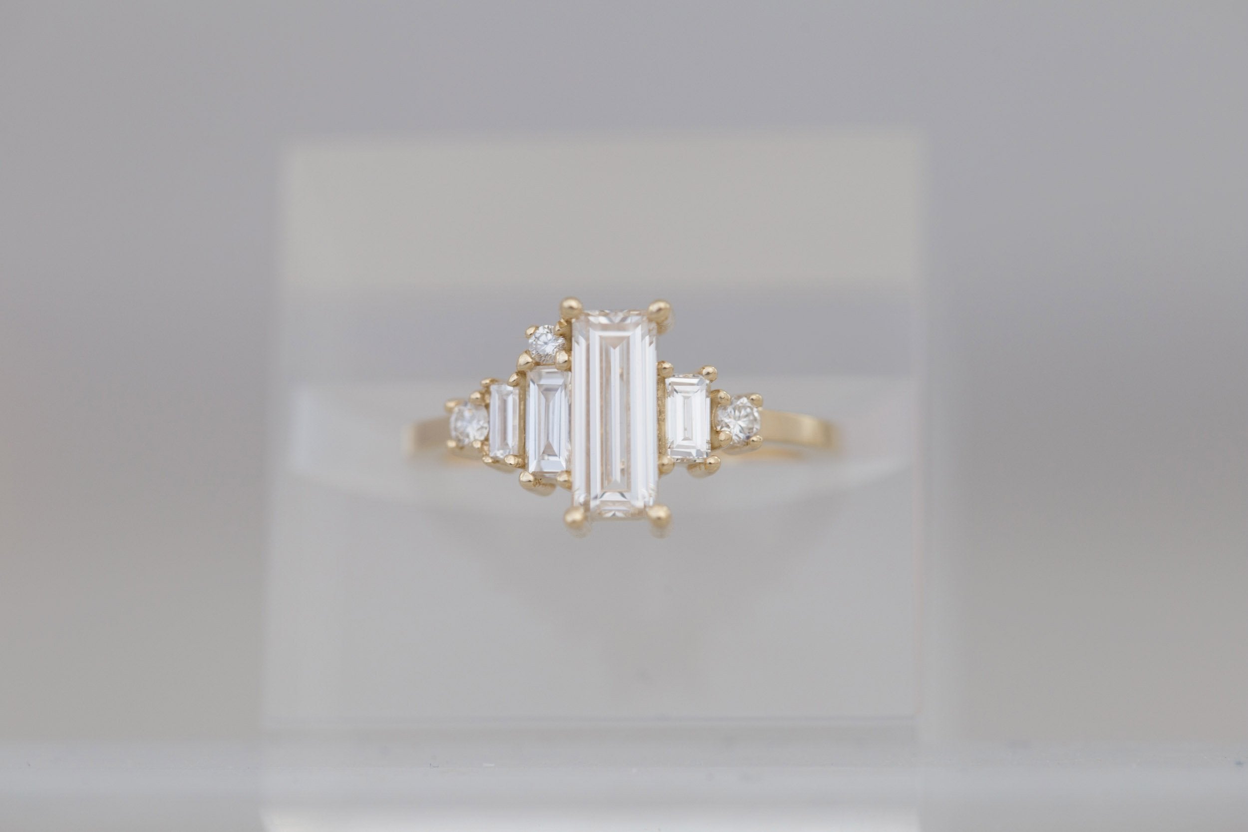 Atlas Ring | Diamond Baguette + Diamond Cluster Engagement