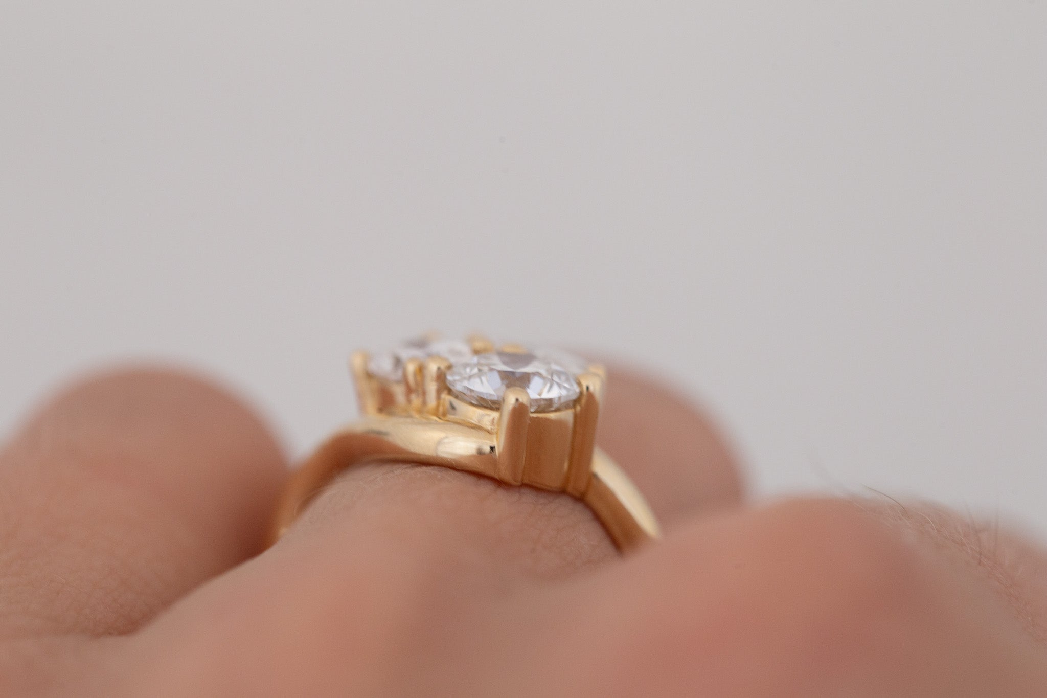 Valeria Ring | Lab Diamond Cluster Curved Band Engagement Ring | 14k Recycled Gold | One of a Kind
