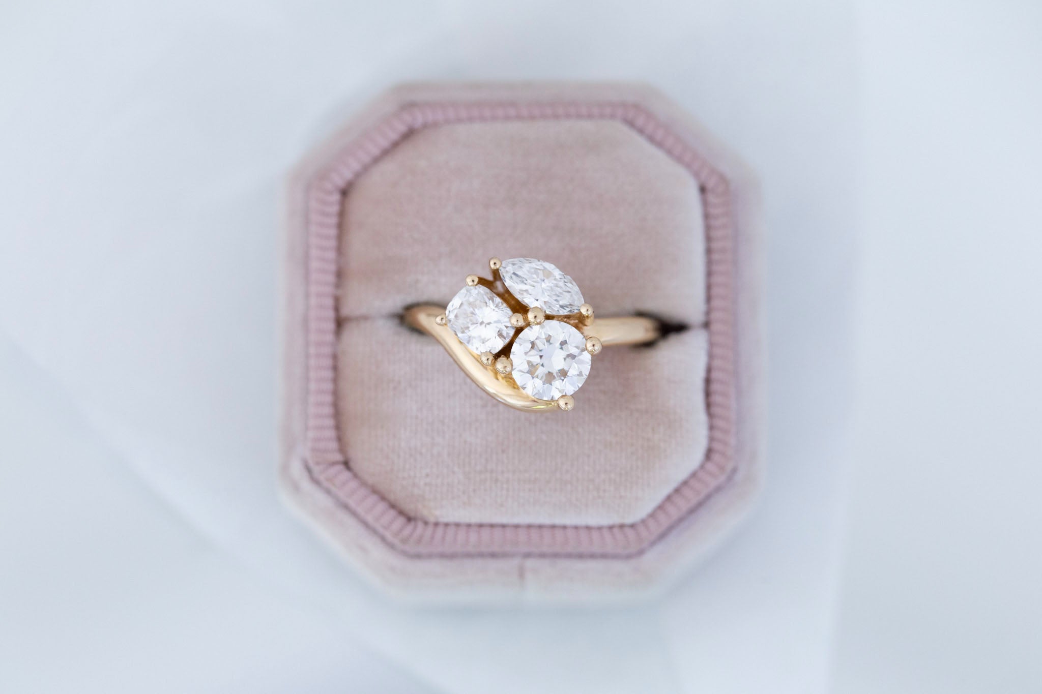 Valeria Ring | Lab Diamond Cluster Curved Band Engagement Ring | 14k Recycled Gold | One of a Kind