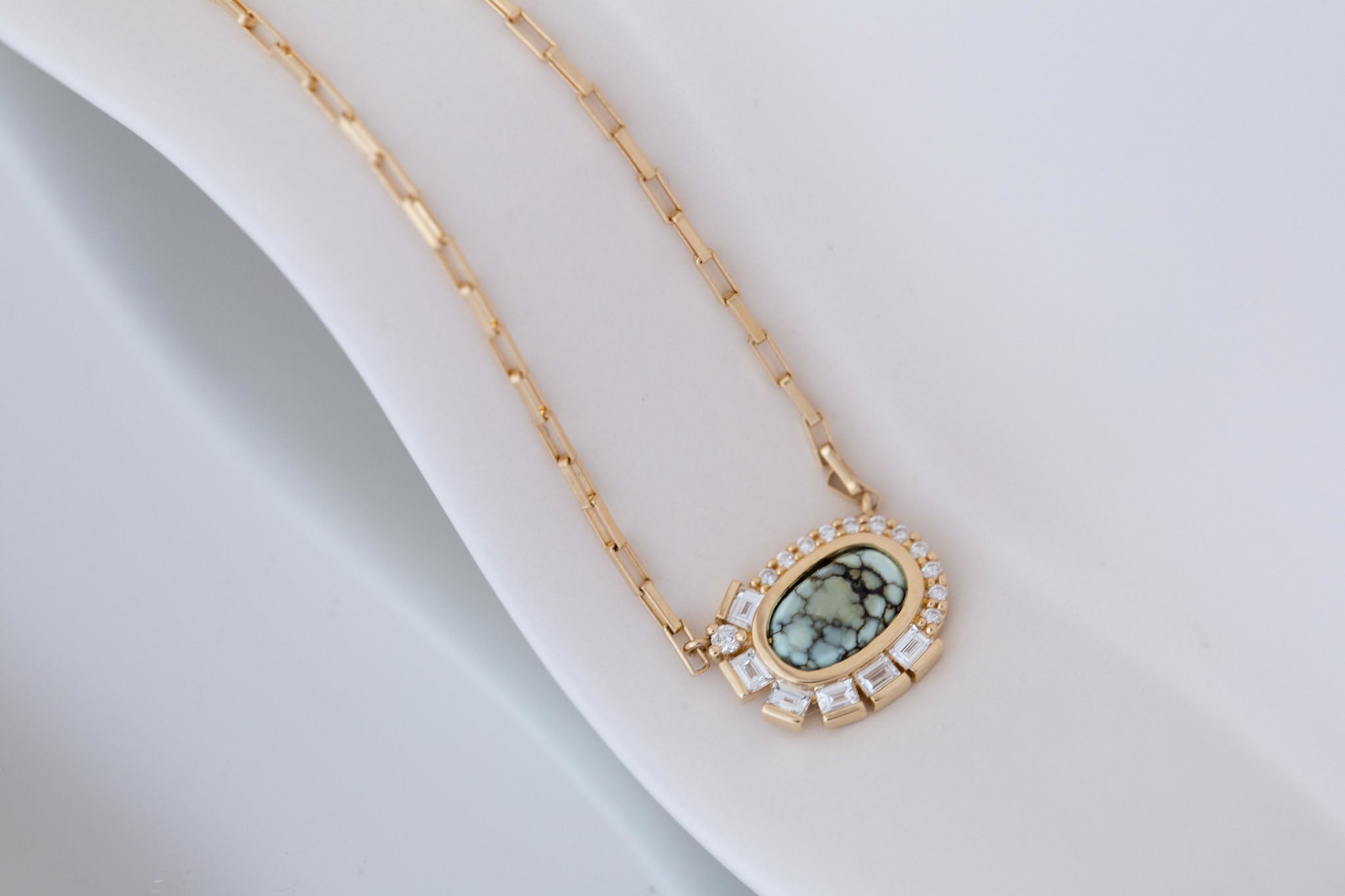Primm Necklace | Variscite and Lab Diamond 0.73ct | 14k Yellow Gold | One of a Kind