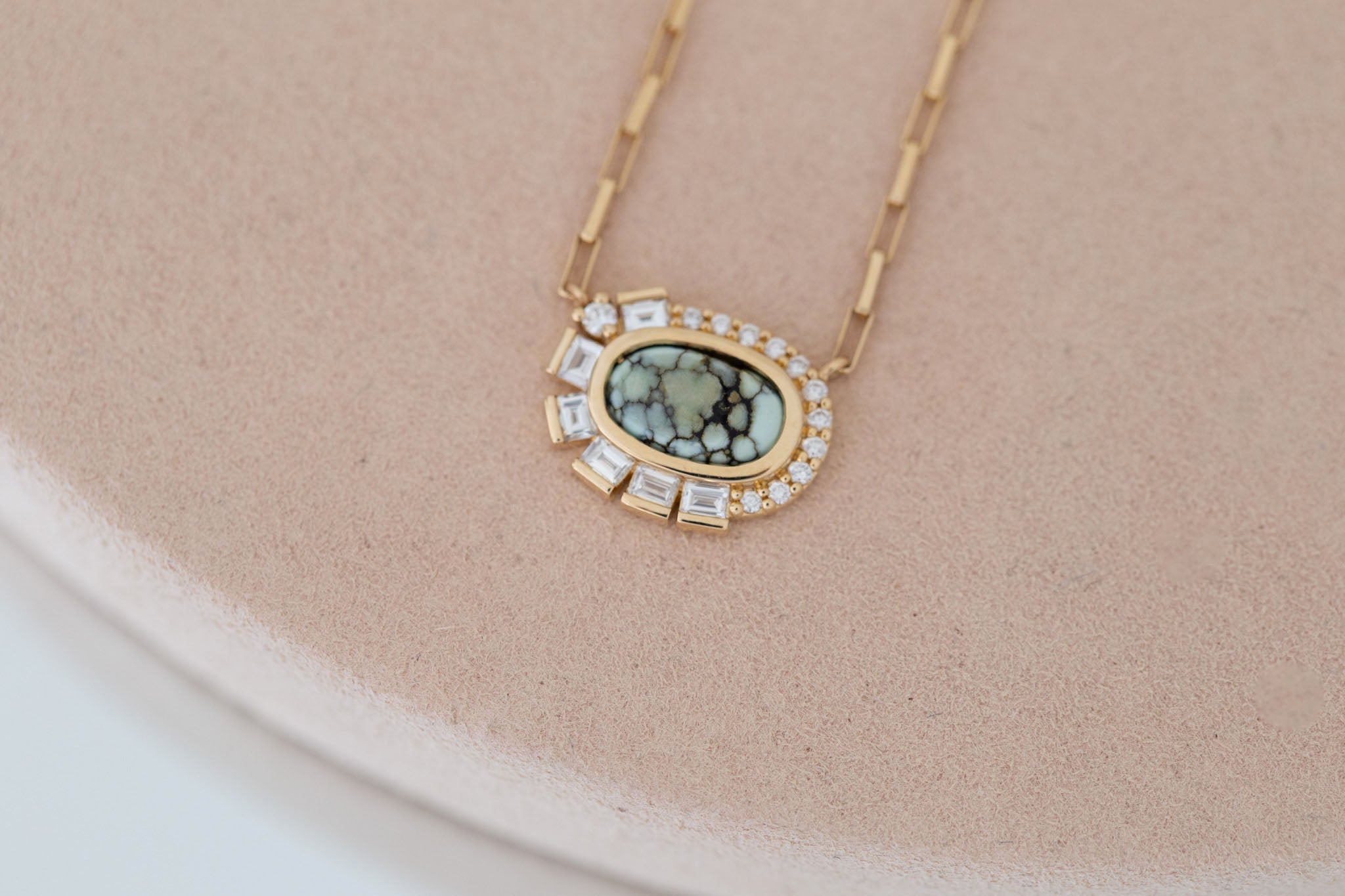 Primm Necklace | Variscite and Lab Diamond 0.73ct | 14k Yellow Gold | One of a Kind