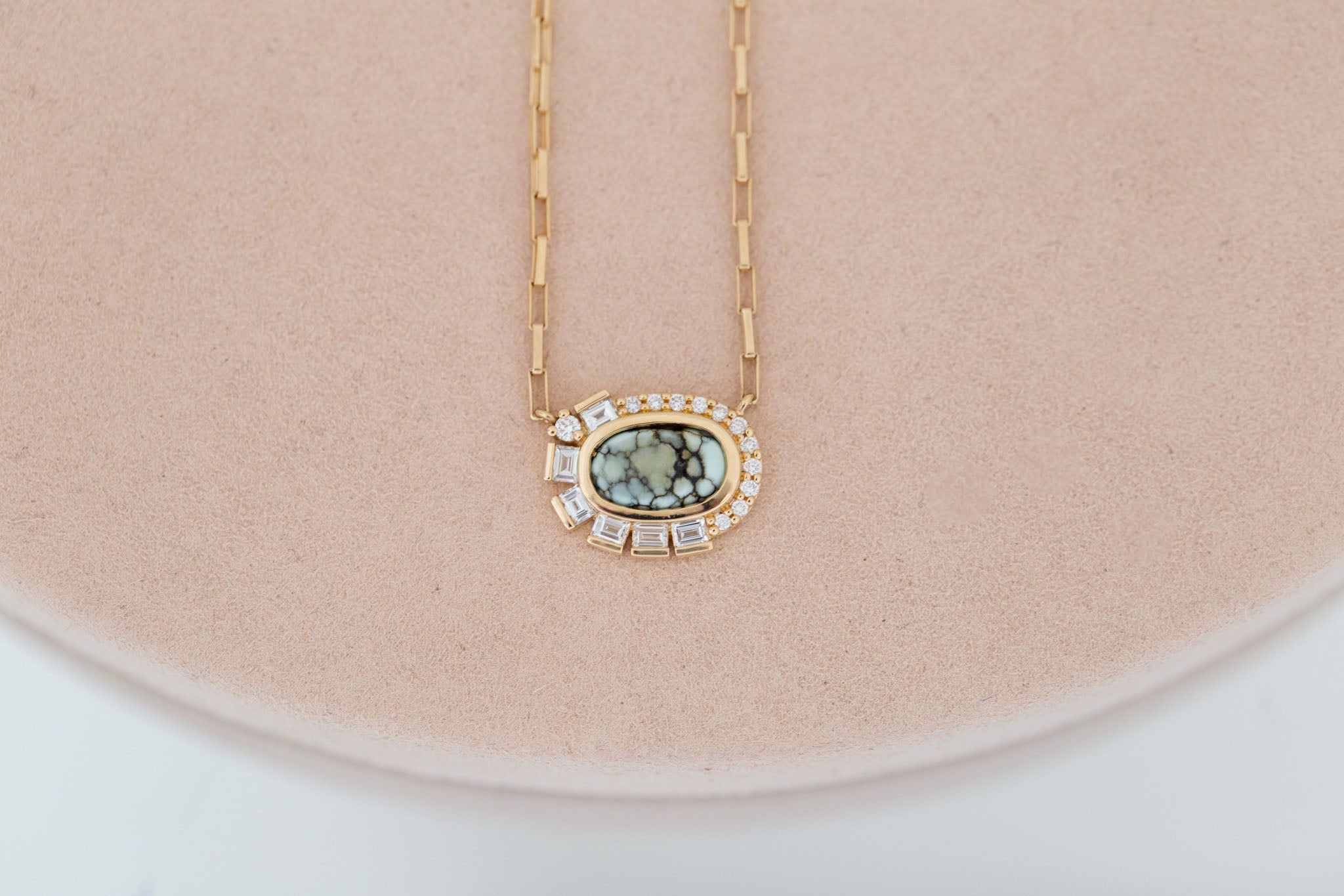 Primm Necklace | Variscite and Lab Diamond 0.73ct | 14k Yellow Gold | One of a Kind