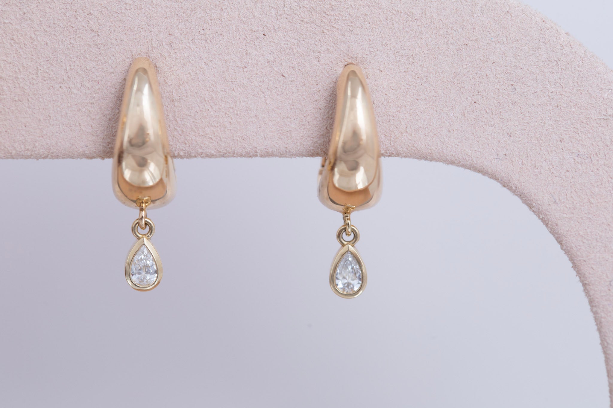 Reva Pear Cut Diamond Hoop Earrings | 14k Recycled Gold