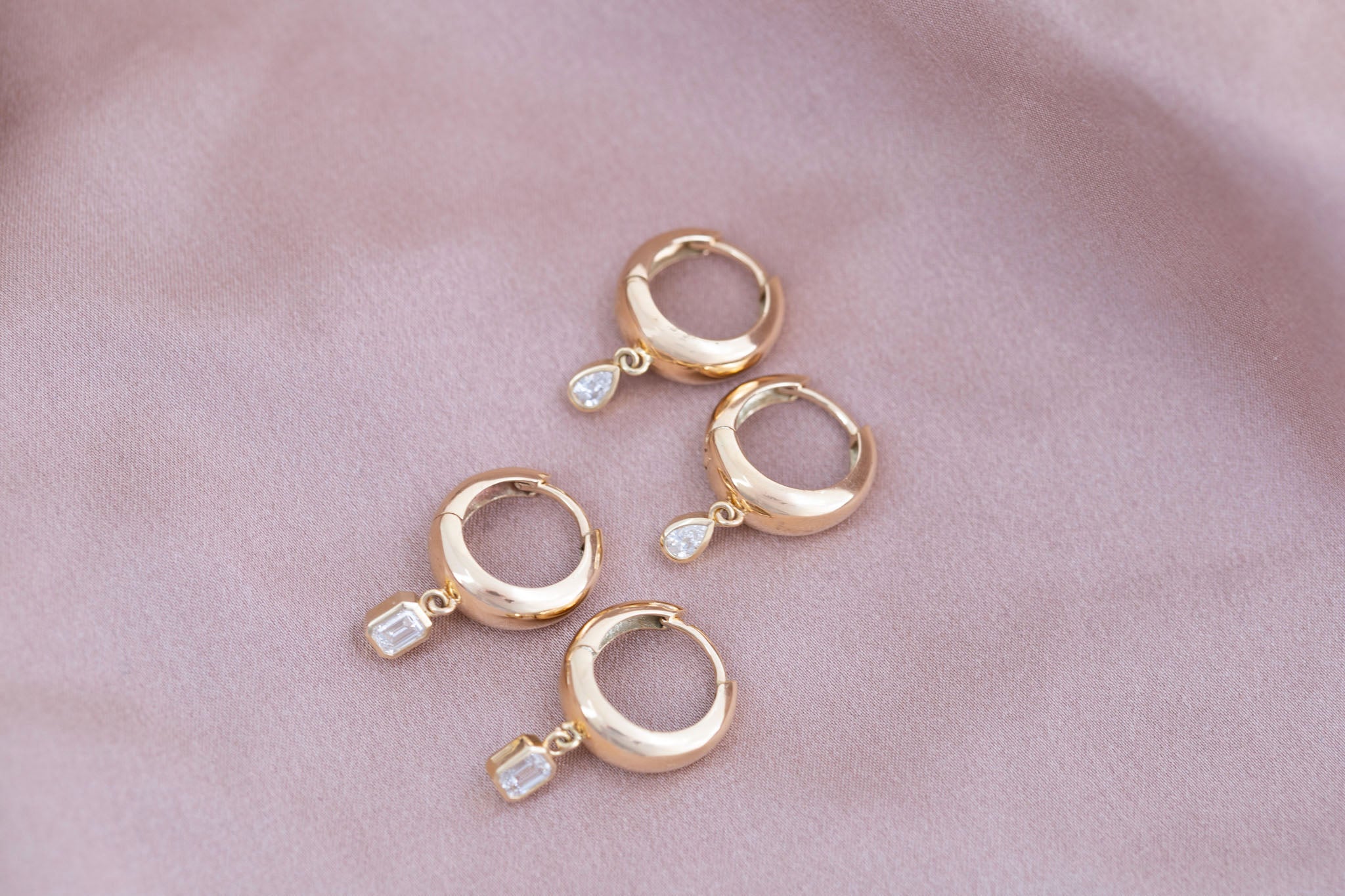 Reva Pear Cut Diamond Hoop Earrings | 14k Recycled Gold