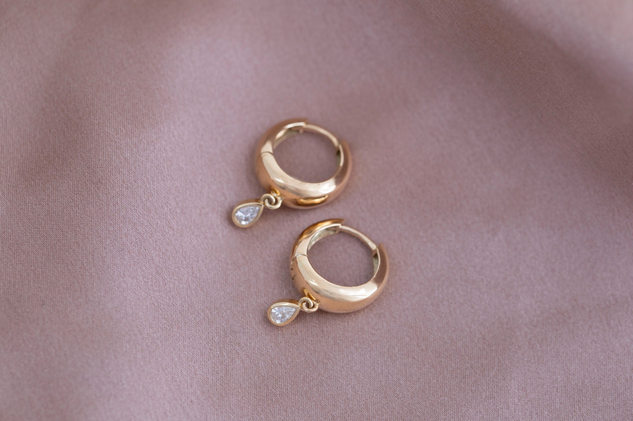 Reva Pear Cut Diamond Hoop Earrings | 14k Recycled Gold
