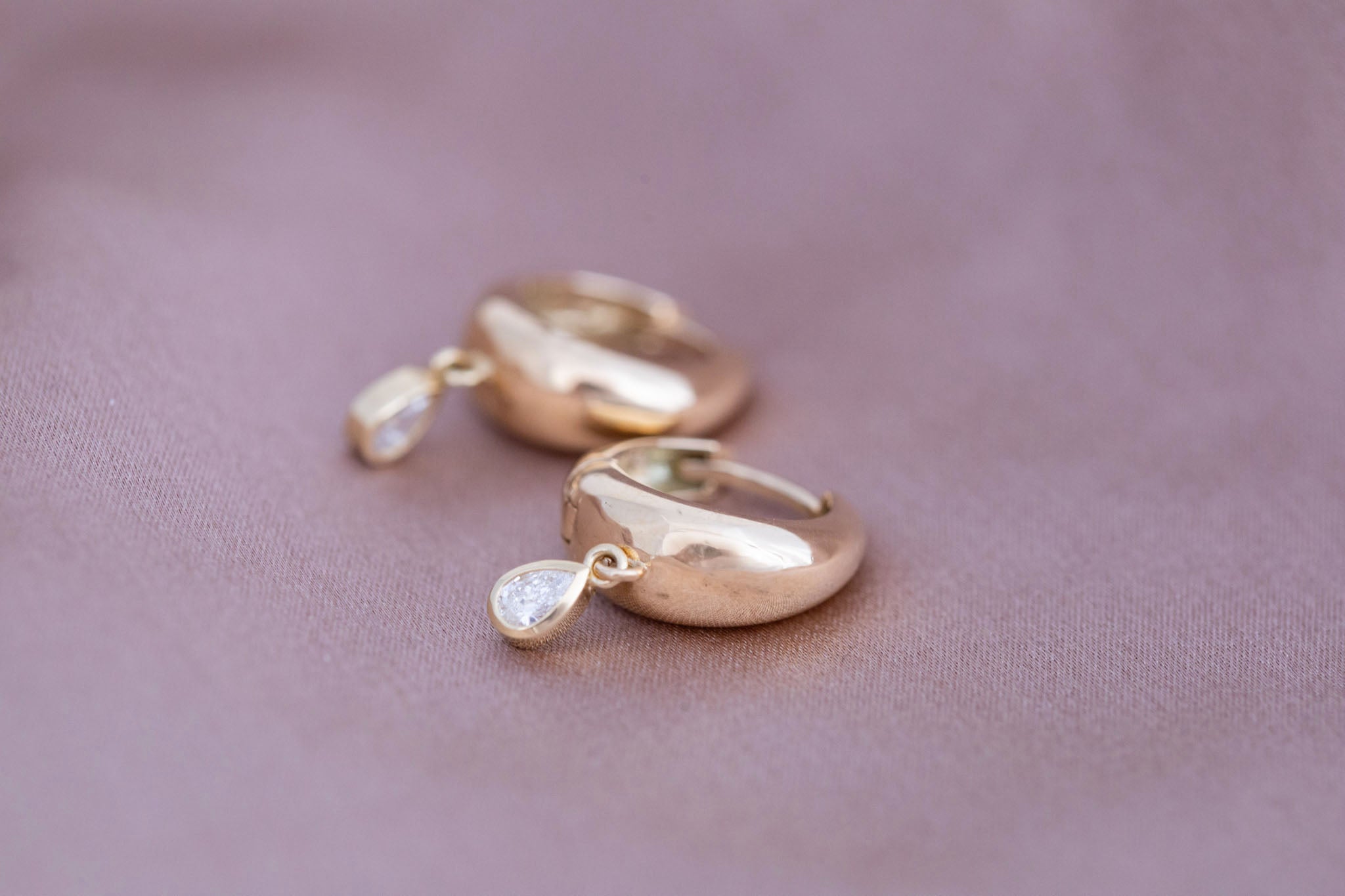 Reva Pear Cut Diamond Hoop Earrings | 14k Recycled Gold