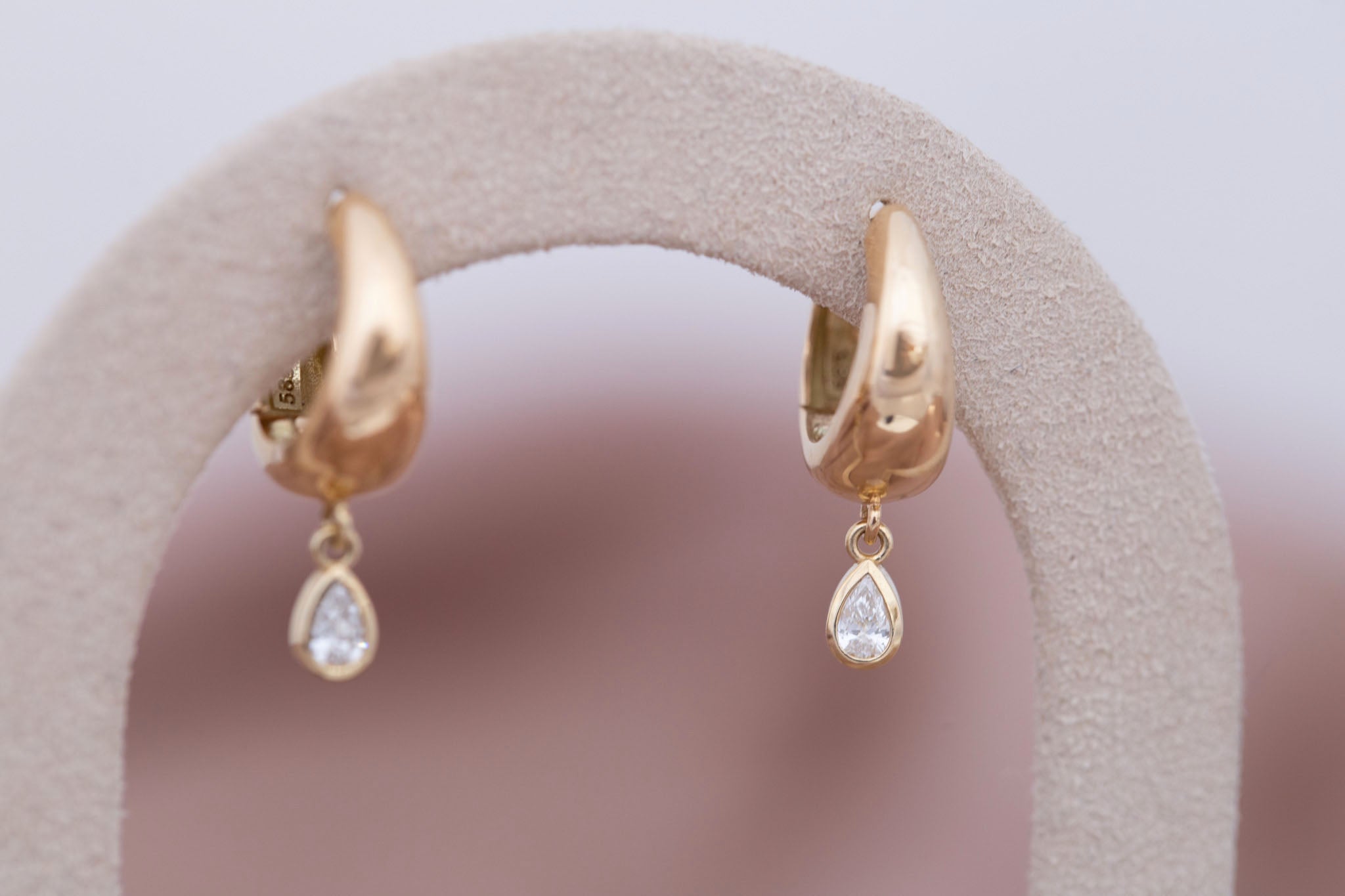 Reva Pear Cut Diamond Hoop Earrings | 14k Recycled Gold