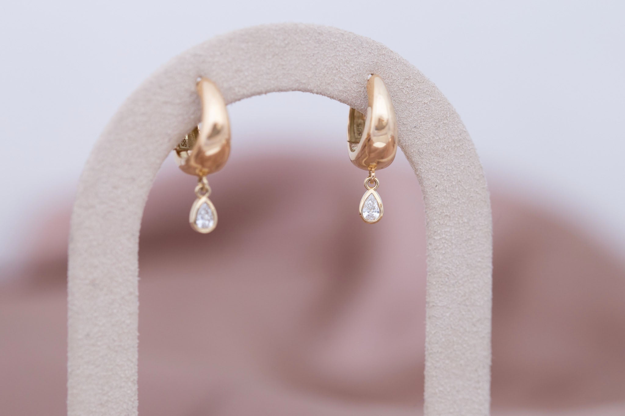 Reva Pear Cut Diamond Hoop Earrings | 14k Recycled Gold