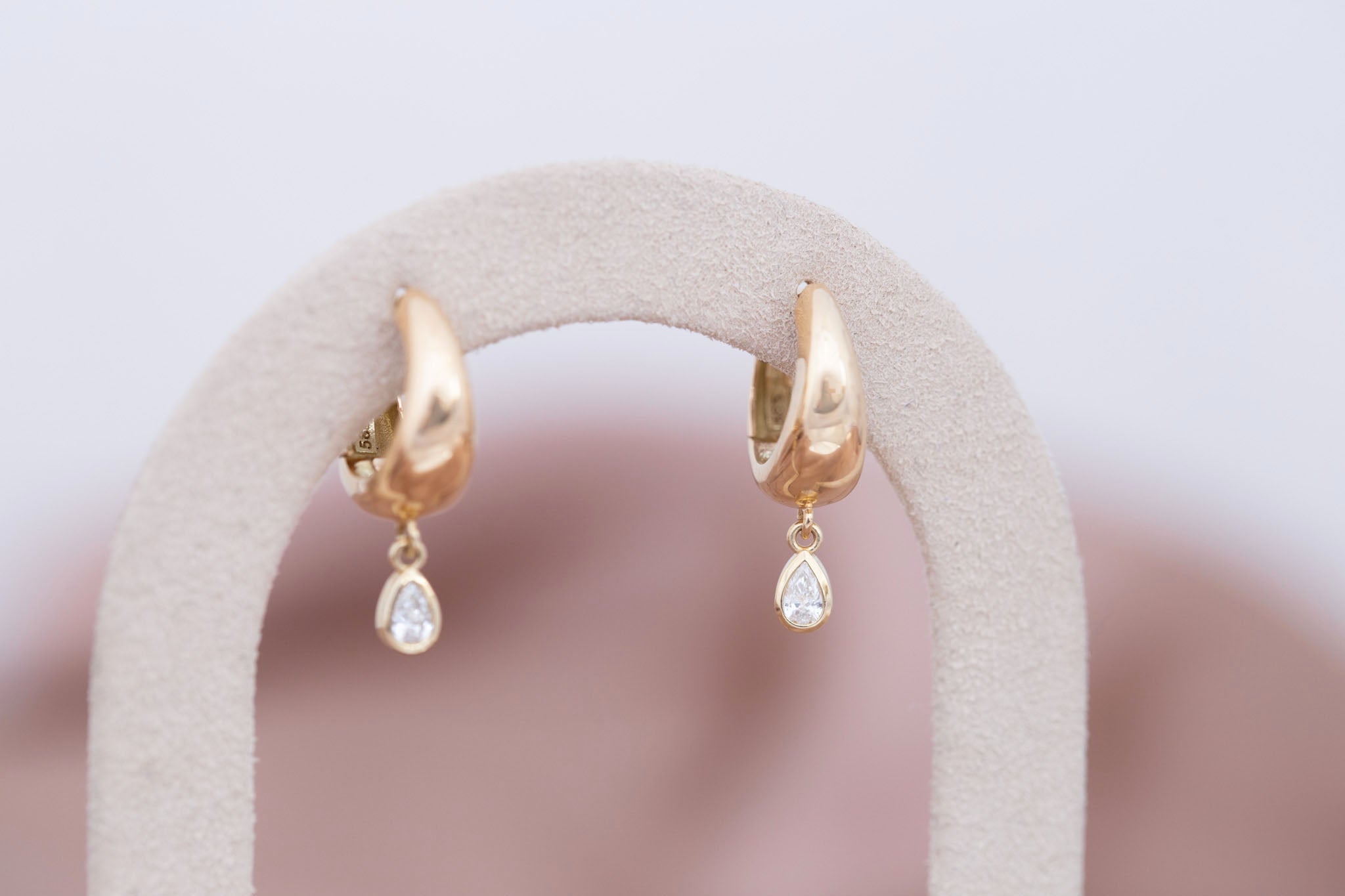Reva Pear Cut Diamond Hoop Earrings | 14k Recycled Gold