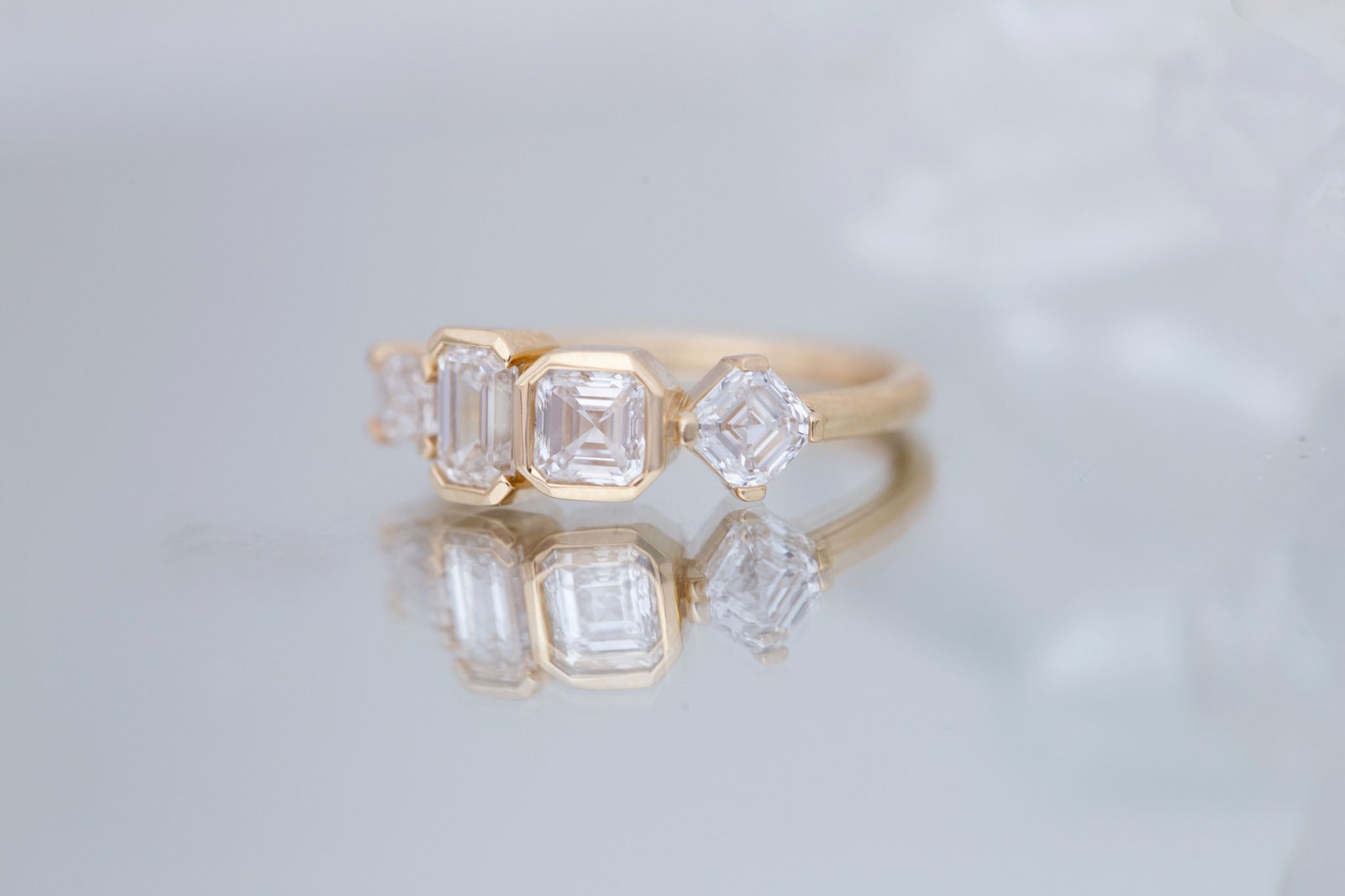 Linden Ring | Lab Diamond Step Cut Engagement Ring | 14k Recycled Gold