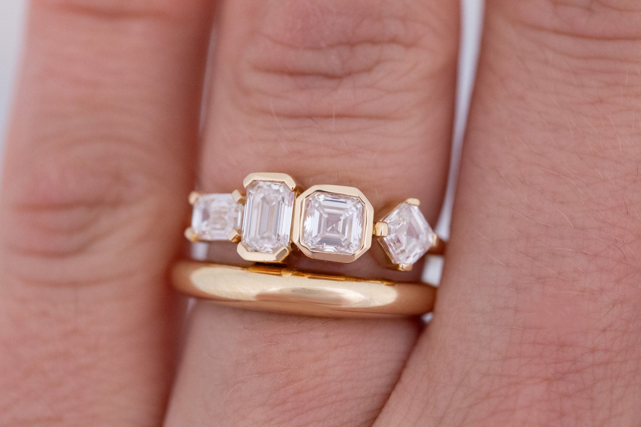 Linden Ring | Lab Diamond Step Cut Engagement Ring | 14k Recycled Gold