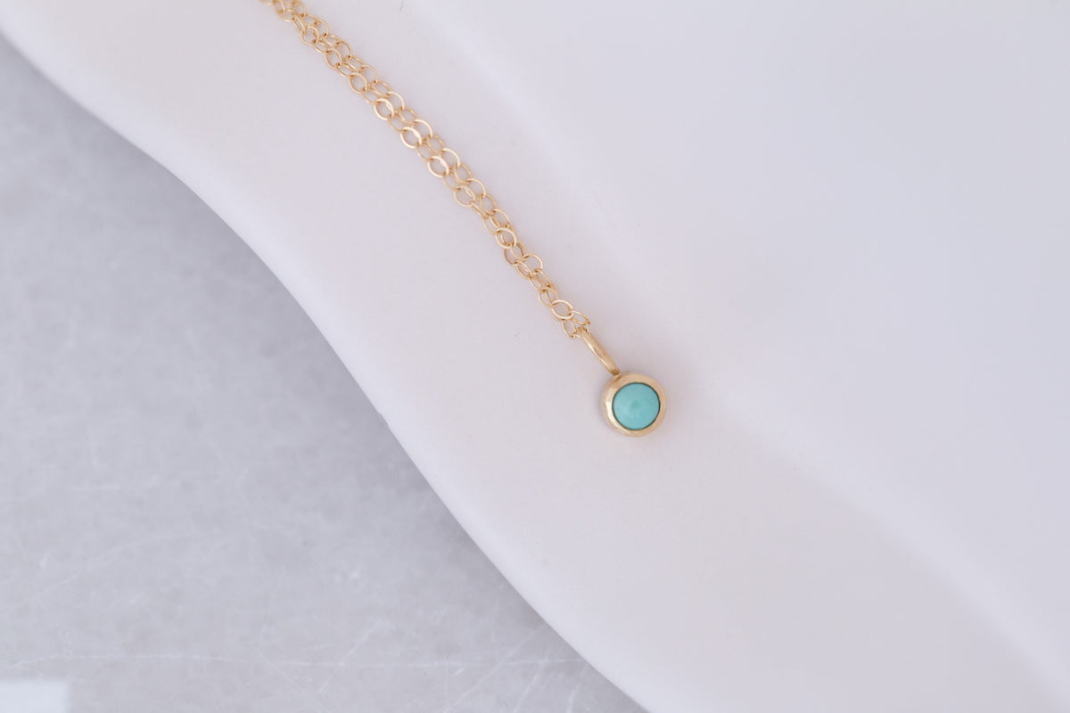 4.25 mm Turquoise Necklace | 14k Recycled Gold | One of a kind