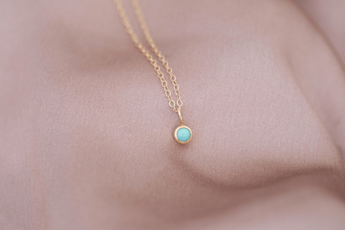 4.25 mm Turquoise Necklace | 14k Recycled Gold | One of a kind