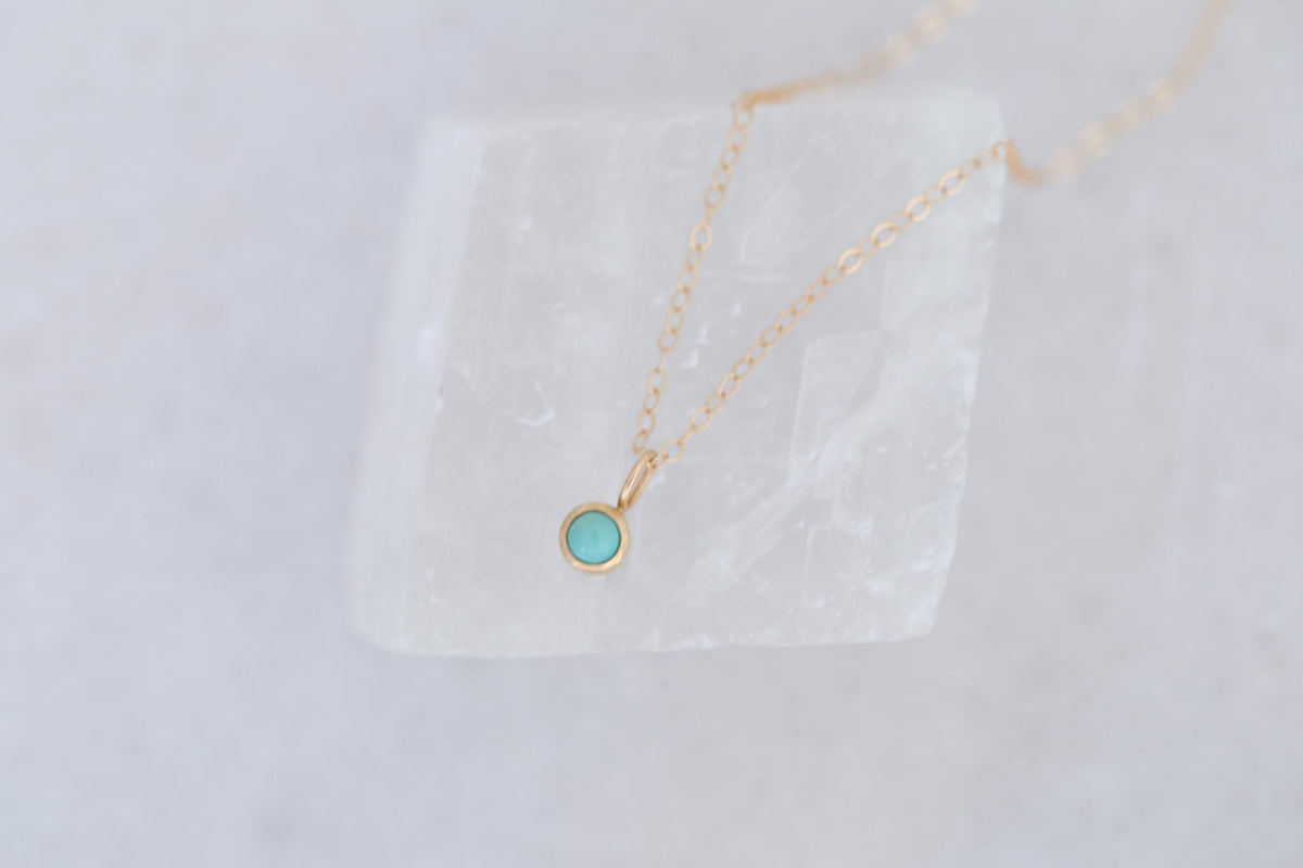 4.25 mm Turquoise Necklace | 14k Recycled Gold | One of a kind