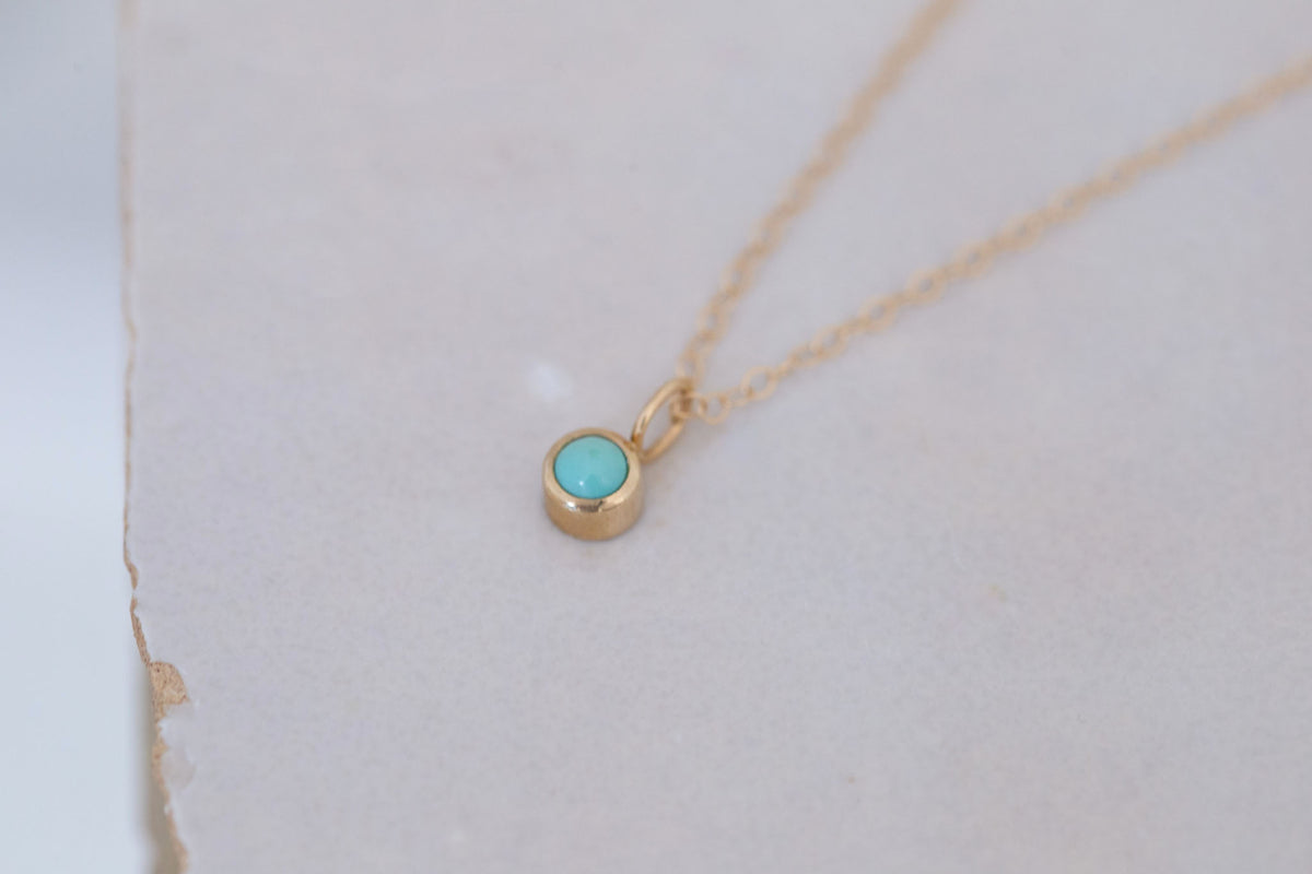 4.25 mm Turquoise Necklace | 14k Recycled Gold | One of a kind