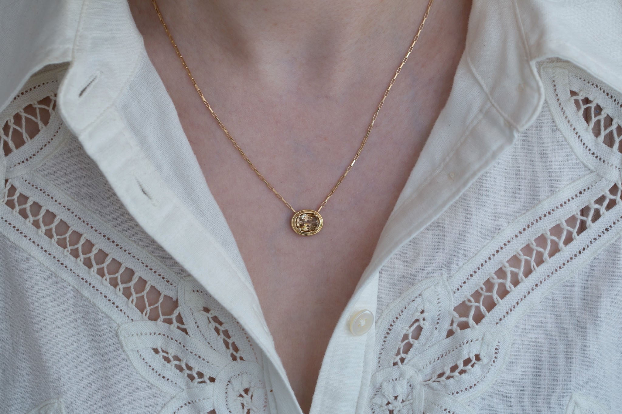 Perth Necklace | Cognac Zircon 2.67 ct | 14k Yellow Gold | One of a Kind