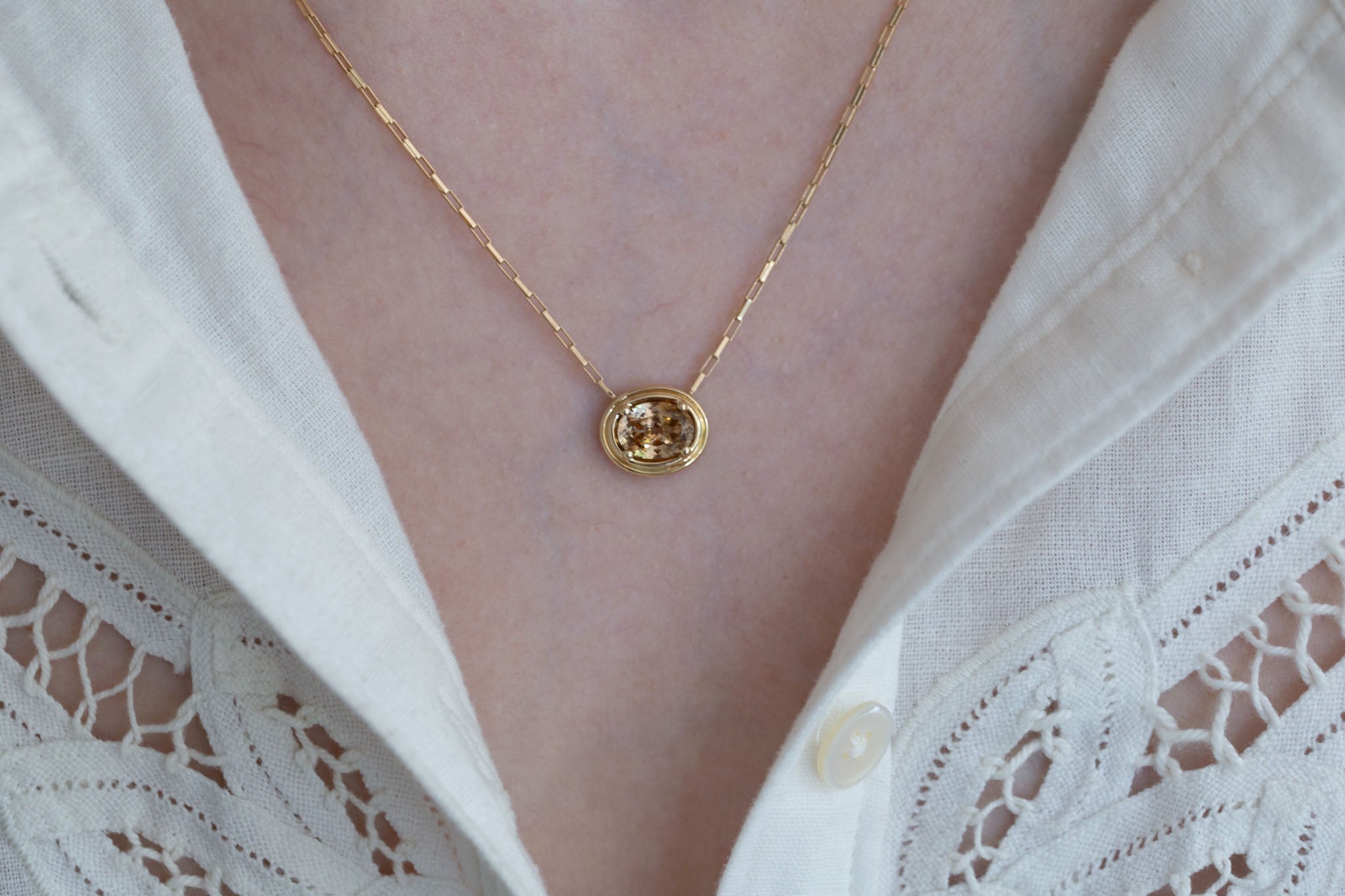 Perth Necklace | Cognac Zircon 2.67 ct | 14k Yellow Gold | One of a Kind