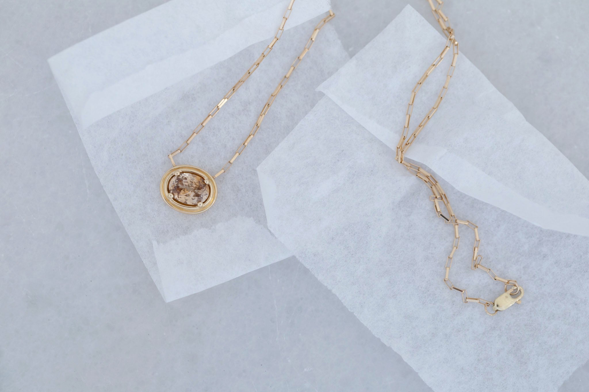 Perth Necklace | Cognac Zircon 2.67 ct | 14k Yellow Gold | One of a Kind