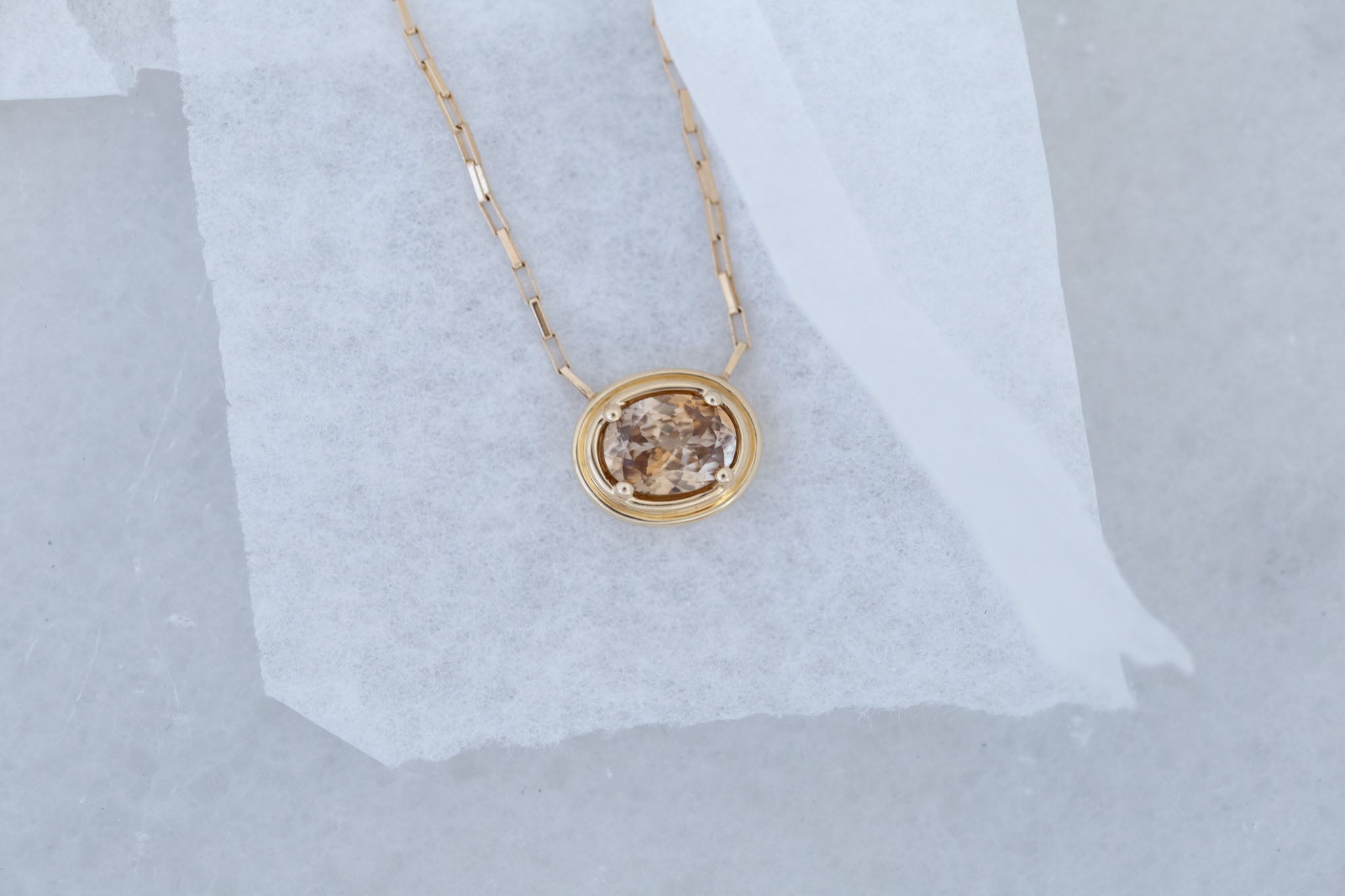 Perth Necklace | Cognac Zircon 2.67 ct | 14k Yellow Gold | One of a Kind
